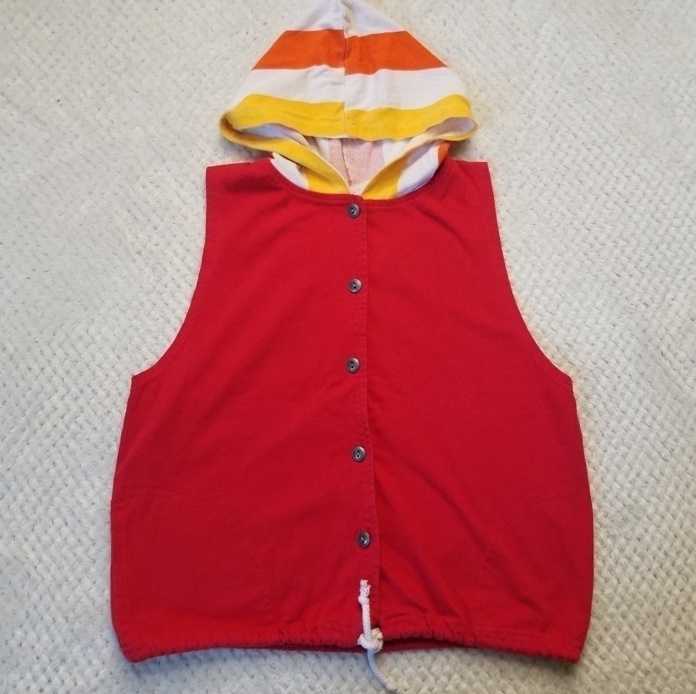 90s Rad Rag red button up drawstring bottom Retro vest